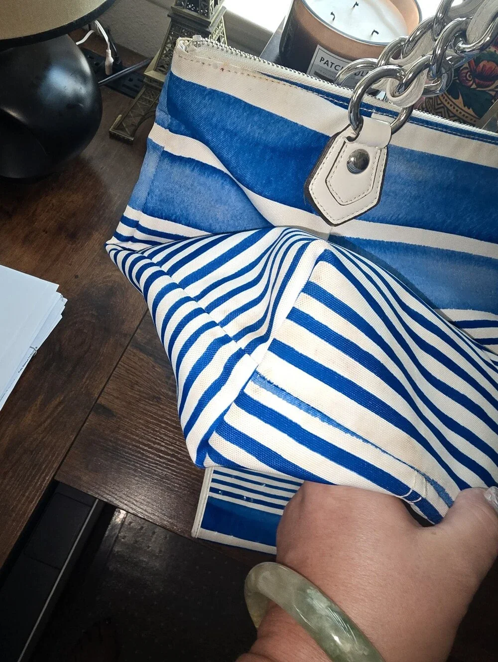 Coach Poppy Nautical Stripe Tote and Matching Wallet Set